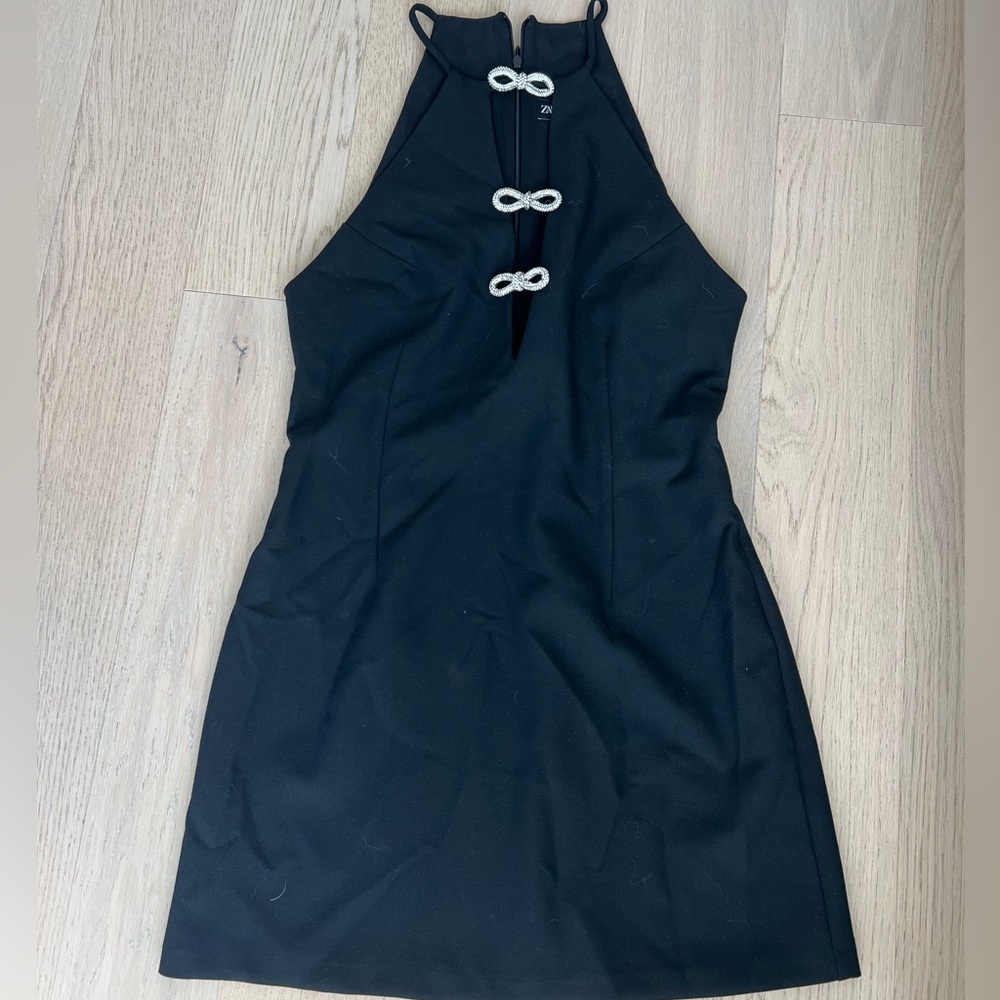 Zara Elegant Black Halter Dress